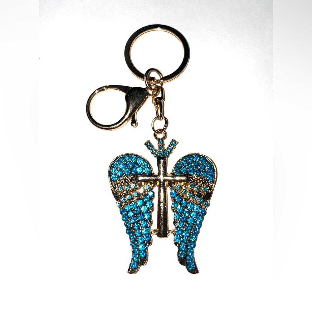 Angel Winged Cross Metal Keychain